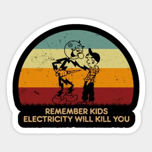 Retro Sunset - Electricity Will Kill You Sticker